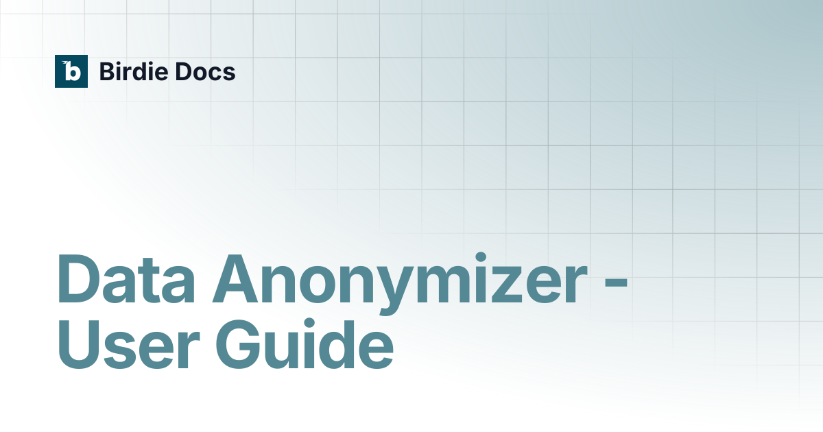 Data Anonymizer - User Guide | Birdie Docs